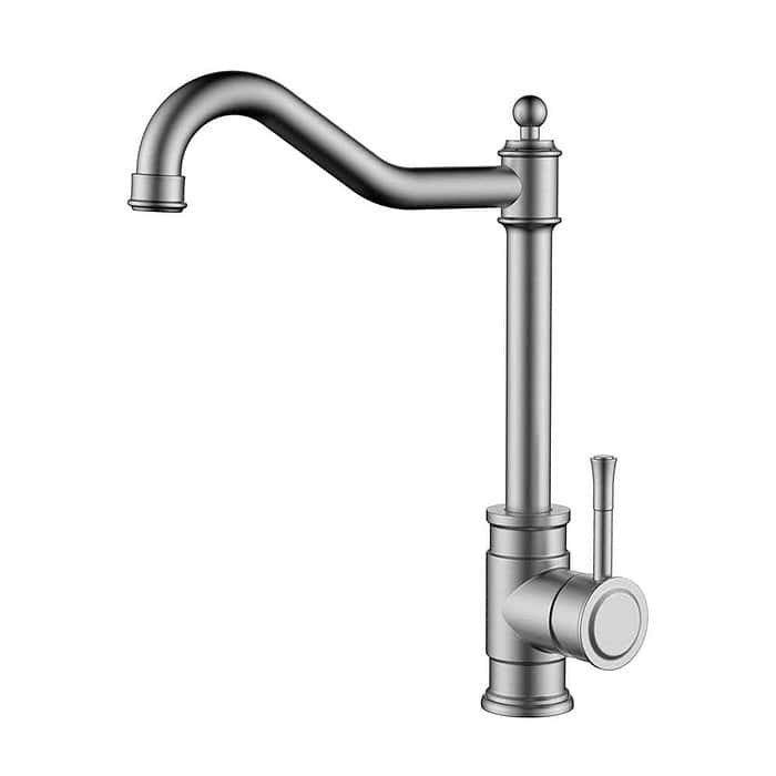 Stainless steel bamboo single handle kitchen faucet | K048 03 16 2 - Brushed steel