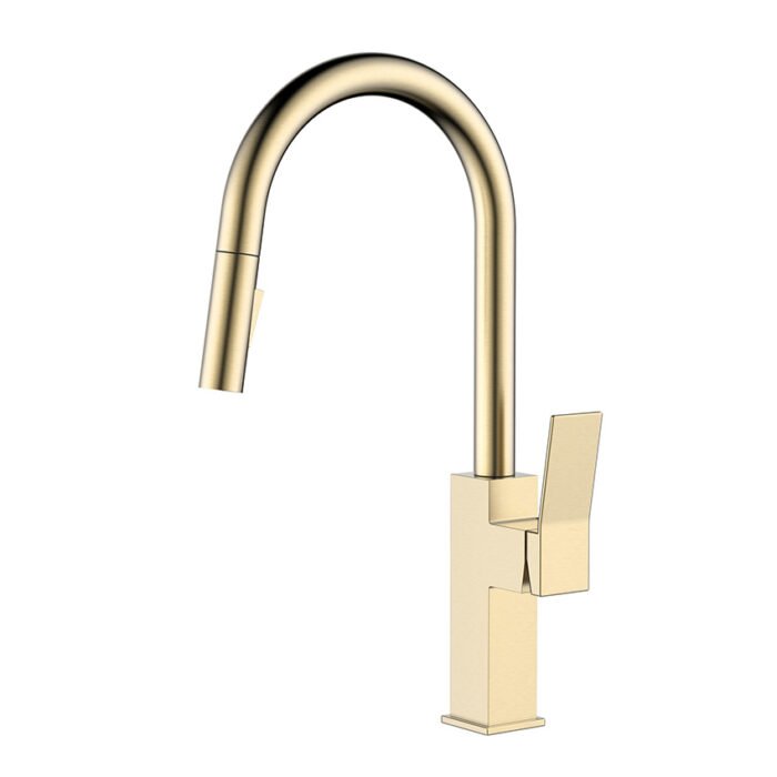 Stainless steel pull down kitchen faucet with square body and round tube | K165 01 - Image 4