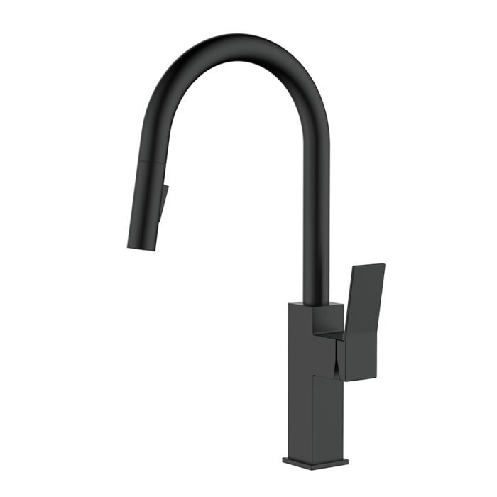 Stainless steel pull down kitchen faucet with square body and round tube | K165 01 - Image 5