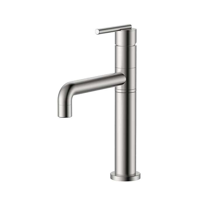 Mitigeur de salle de bain rond rotatif en acier inoxydable | B097 01 16 2 - acier brossé