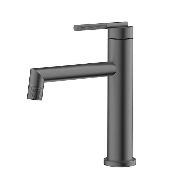 Round Stainless Steel Basin Tap with Knurled Handle | B742 01 - Image 4