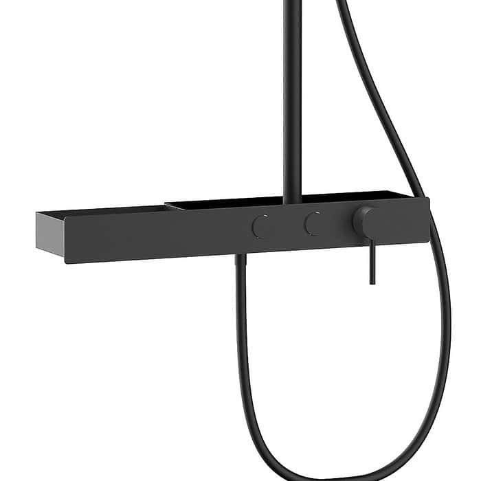 Stainless steel exposed pipe shower system with push-button & storage basket | SO814 12 - Image 2