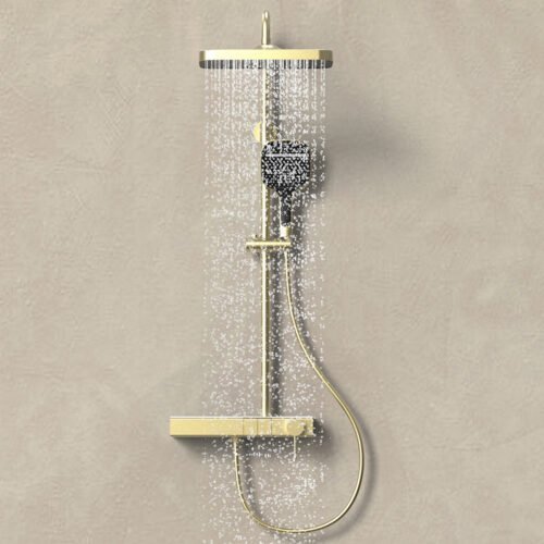 Stainless steel 2 function exposed shower column with push button and shelf | SO876 12