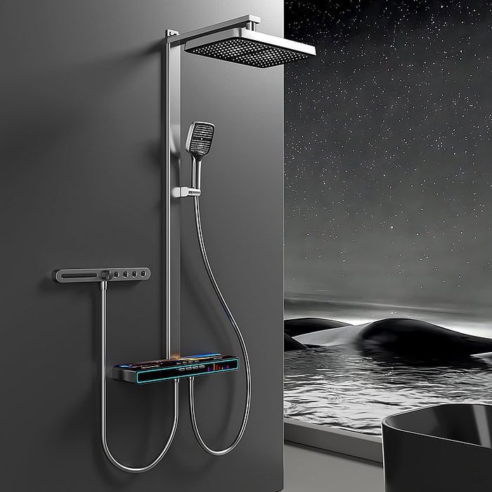 Colonne de douche thermostatique 4 sorties Gunmetal