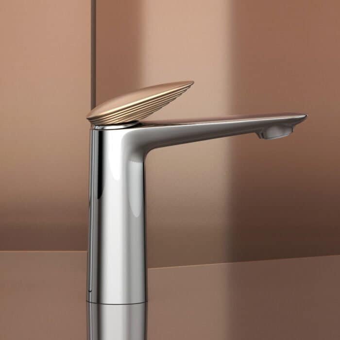 Stepped handle bathroom tap in mixed finish | B022 01