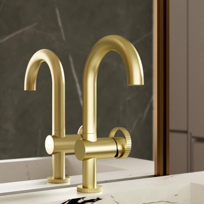Vertical knurled knob and base bathroom faucet | B1004 01 - Image 2