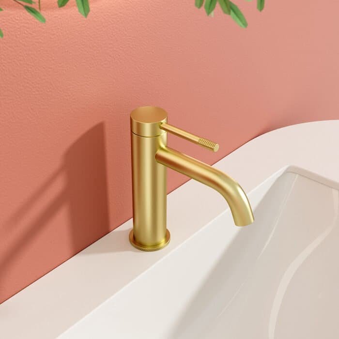 Brushed gold knurled handle and base bathroom faucet | B1010B 01 - Image 2