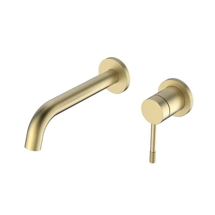 Gold wall mounted faucet with knurled handle and base | B1010B 28 - Image 3