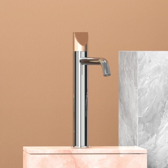 Wedge knurled tall faucet for bathroom | B1014 02