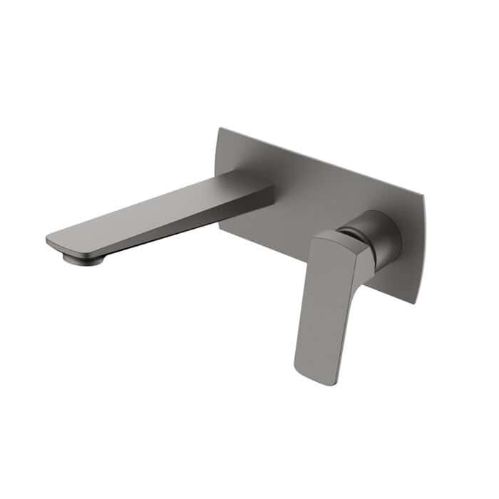 Square plate wall basin mixer with curves | B1015 27