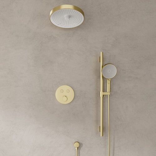 Brushed gold concealed shower set with adjustable slide bar | SC030 22