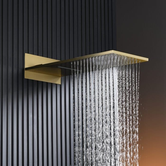 Gold shower system with square rain waterfall head | SO068C 23 - Image 2