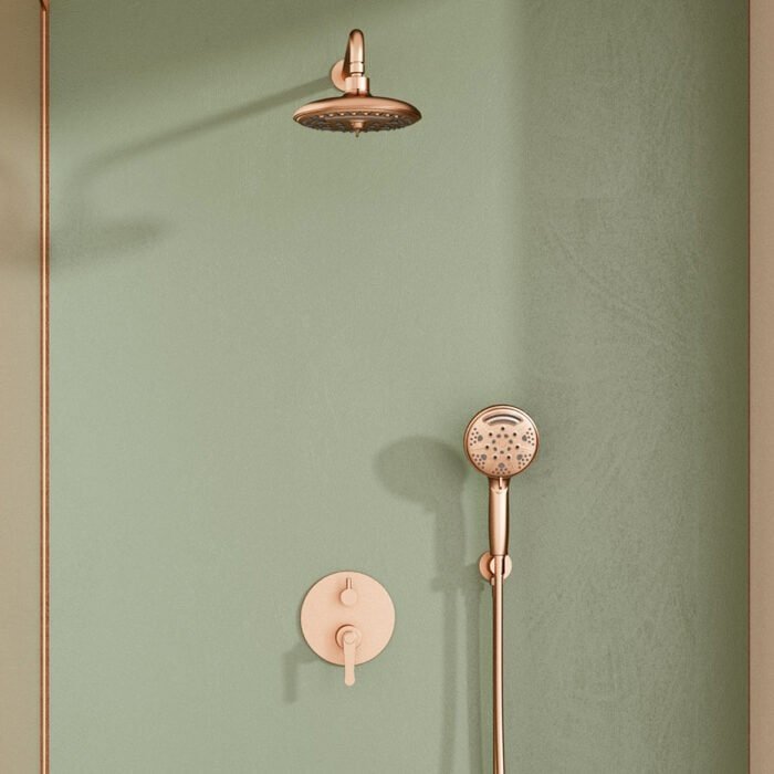 Rose gold 2-way shower set with stepped handle