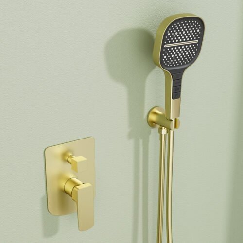 Square concealed shower set in brushed gold | SO1007 22