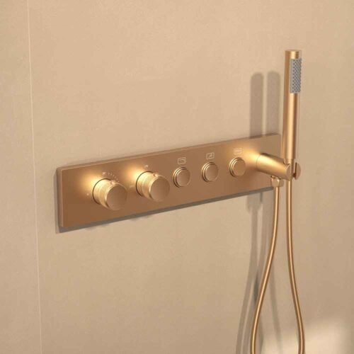 Gold 3-way shower system with round showerhead | SC132A 23