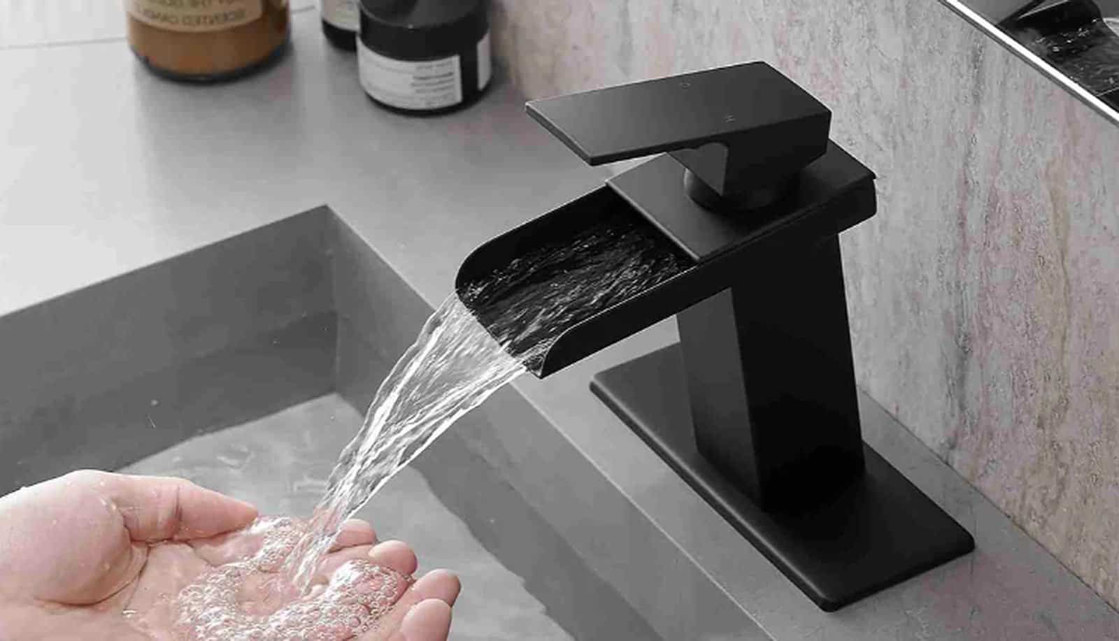 Givingtreehome waterfall bathroom faucet in black finish