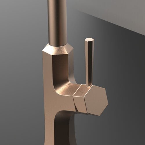 Rose gold pull down kitchen faucet with stepped design | K821 02