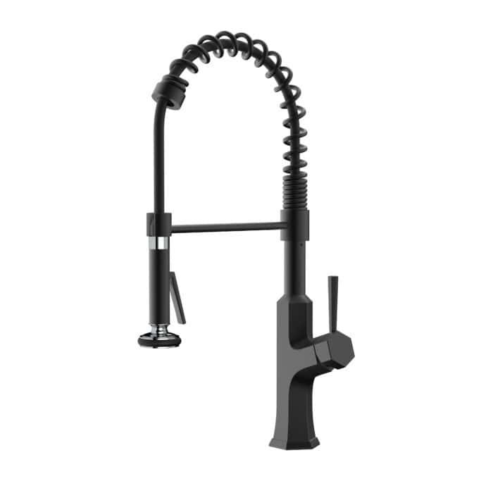 Spring coil neck kitchen tap with hexagonal design