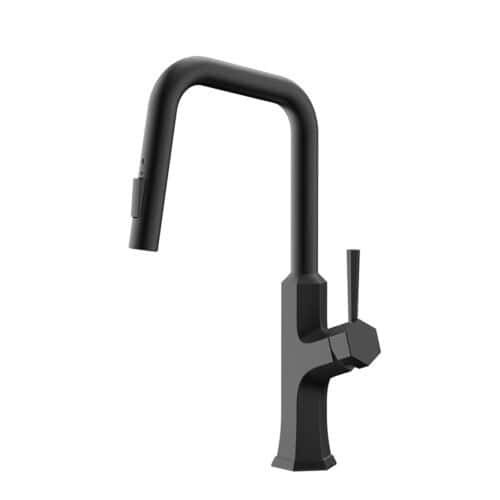 Hexagonal kitchen sink tap with slanted right spout | K794D 01