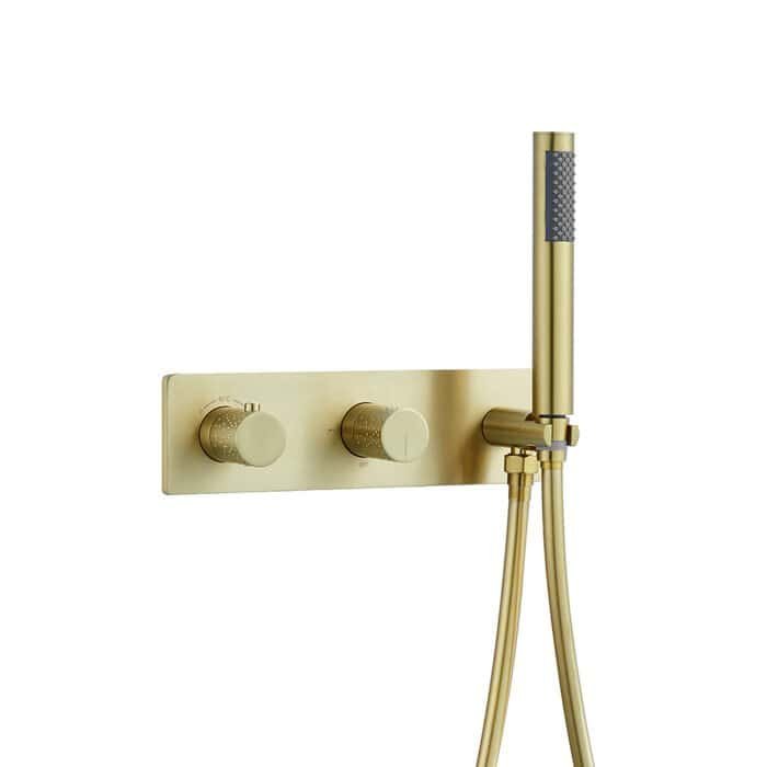 Brushed gold round showerhead system with knob | SC074A 22 - Image 2