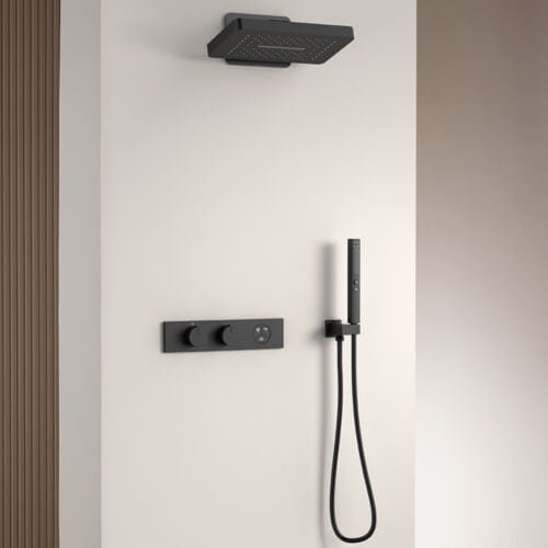 Sleek thermostatic 3-way shower system with button