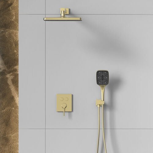 Gold shower set with 2-mode handheld shower