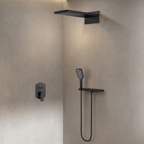 Modern concealed shower set with storage platform