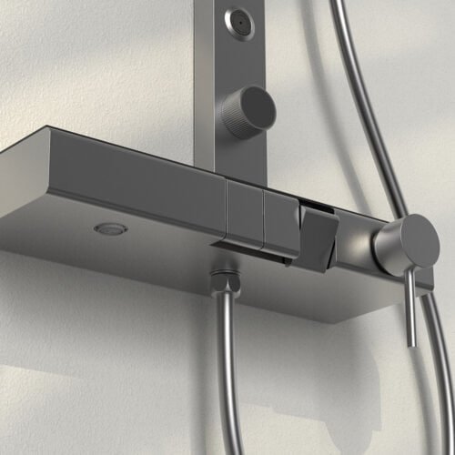 Gunmetal square 4-way shower set with tub spout | SO876C 13