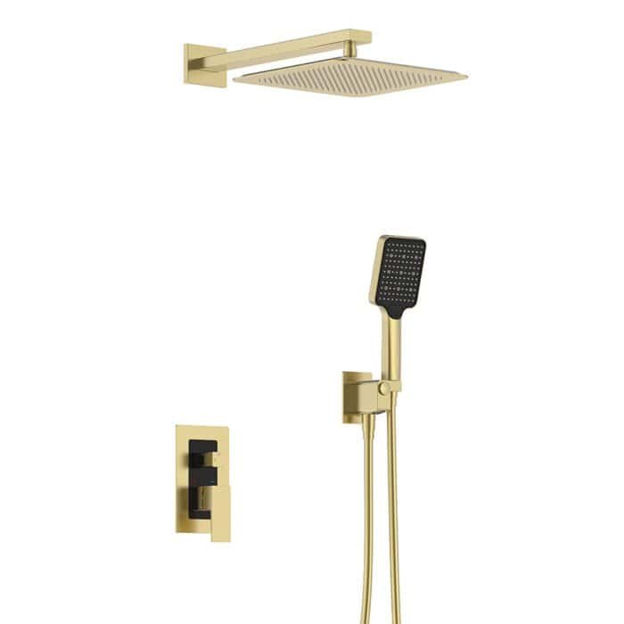 Brass shower system with black and gold body