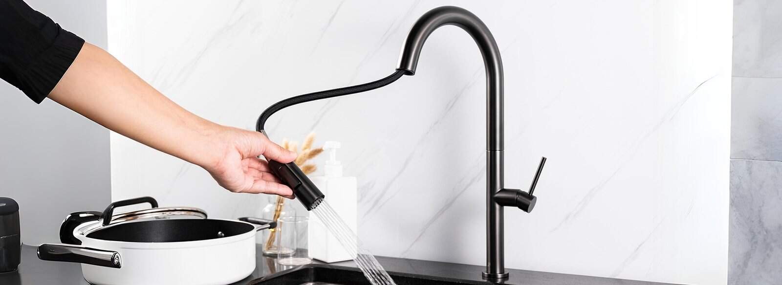 matte black pull out kitchen faucet