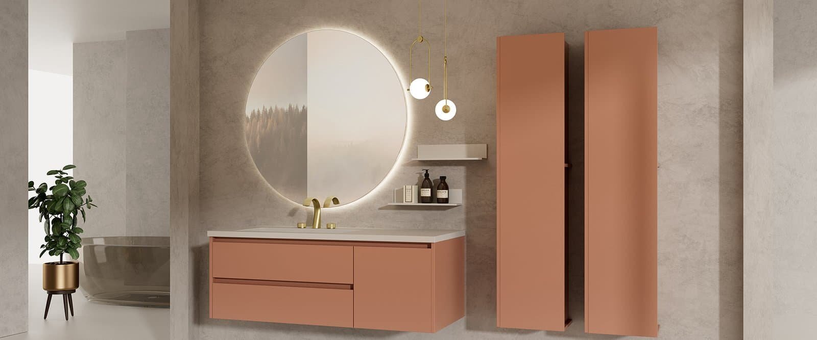 Bathroom mirror height with widespread gold faucet - B030