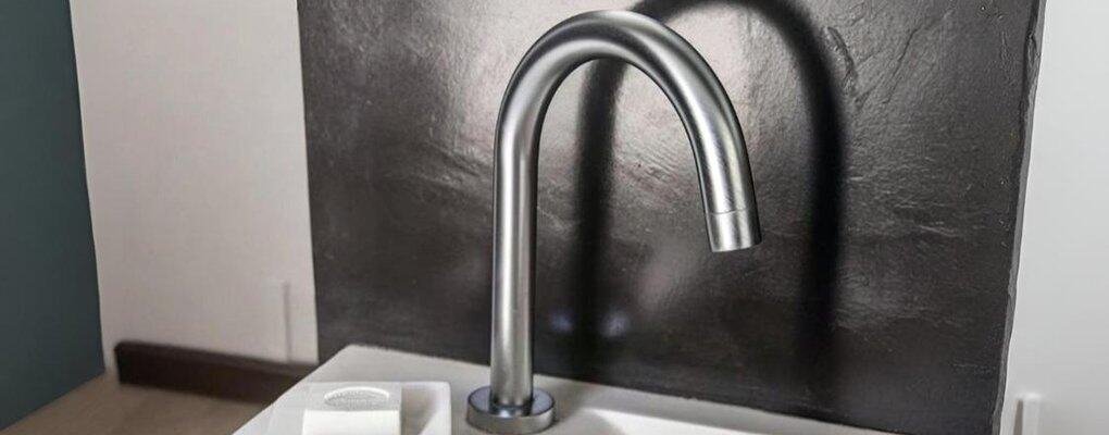 Brushed stainless steel bathroom faucet
