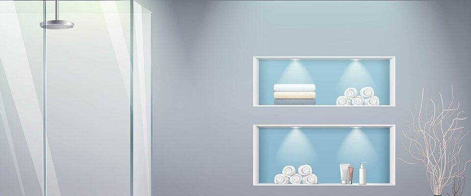 Shower niches with led lighting decoration