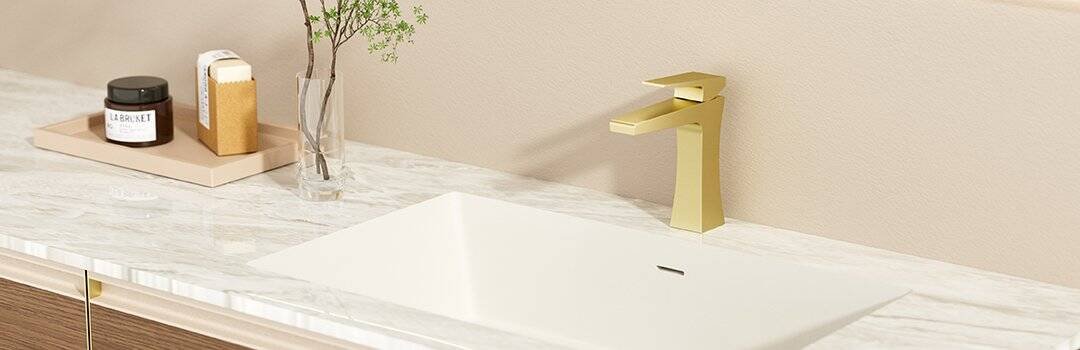 Brushed gold special design single-hole bathroom faucet