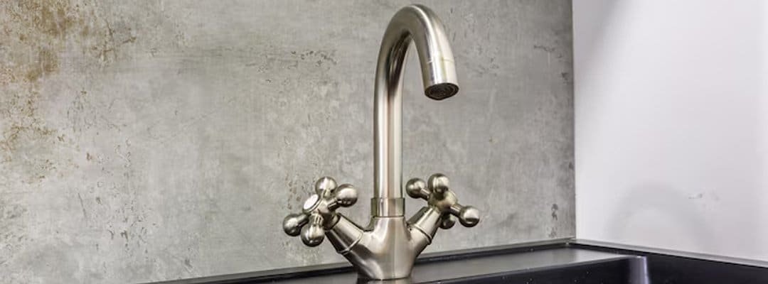 Dual-handle kitchen faucet in polished nickel finish