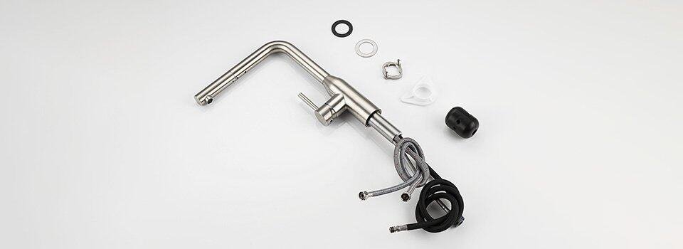 Kitchen faucet supply water line and hose
