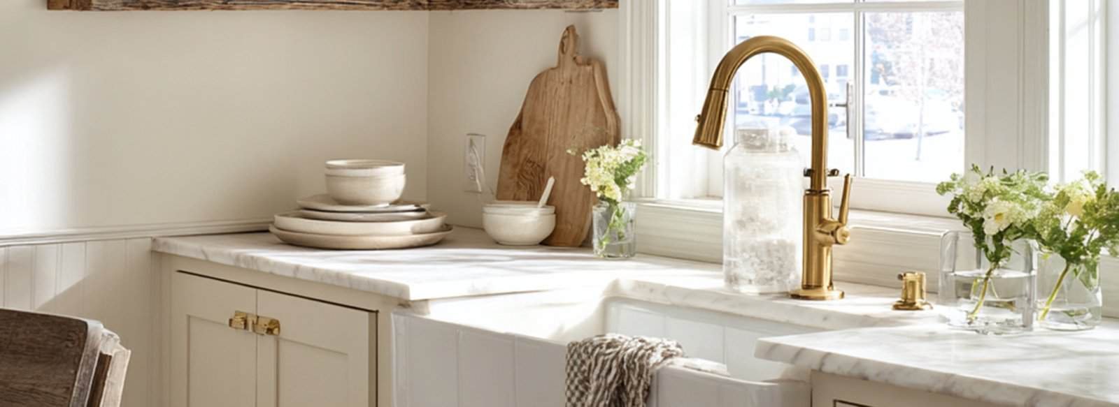 Pull down kitchen faucet in modern kitchen