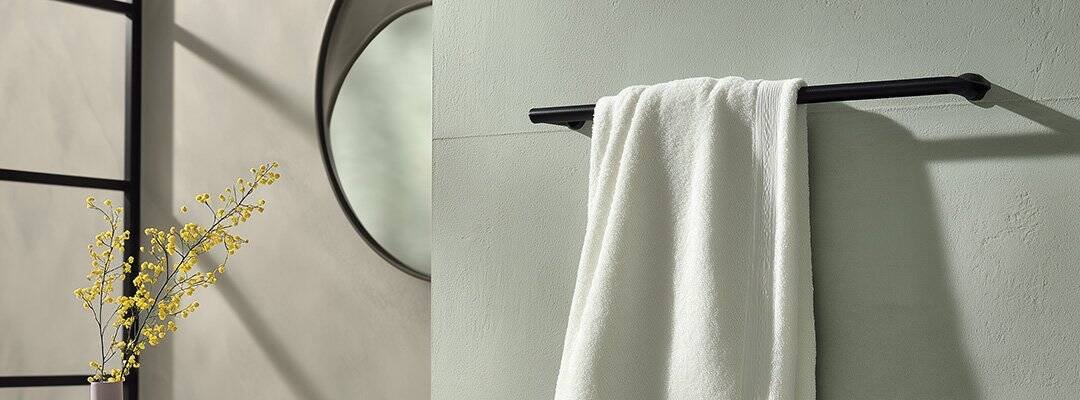 Towel Hook or towel Bar - Matte black single towel bar
