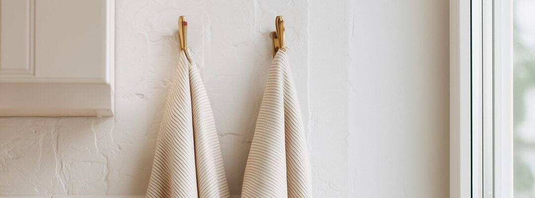 Polished gold towel hooks for bathroom