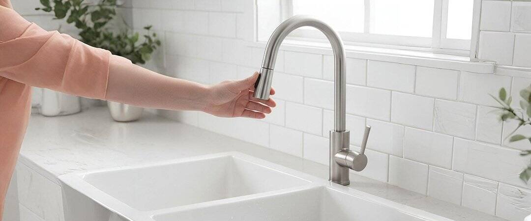 Rotating the faucet to accommodate a double basin sink