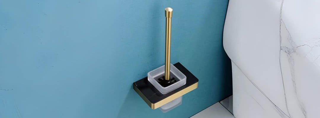 Square toilet brush holder with stainless steel hose-A018