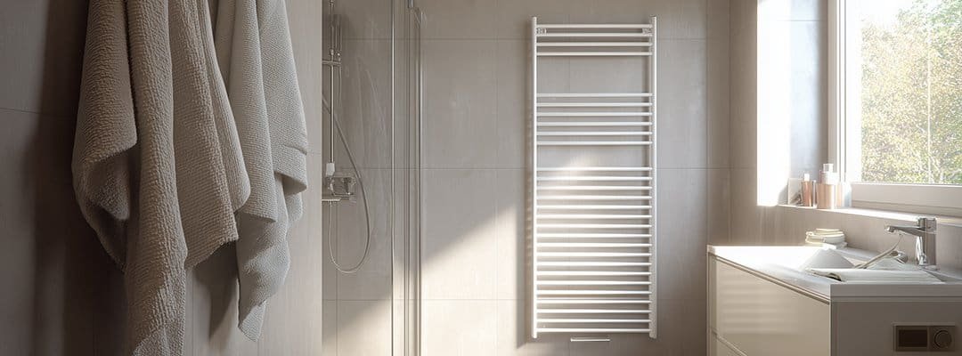 White heated towel racks