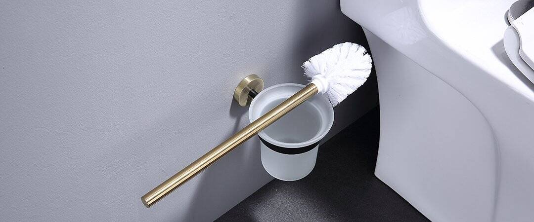 lay the handle flat on the toilet brush holder