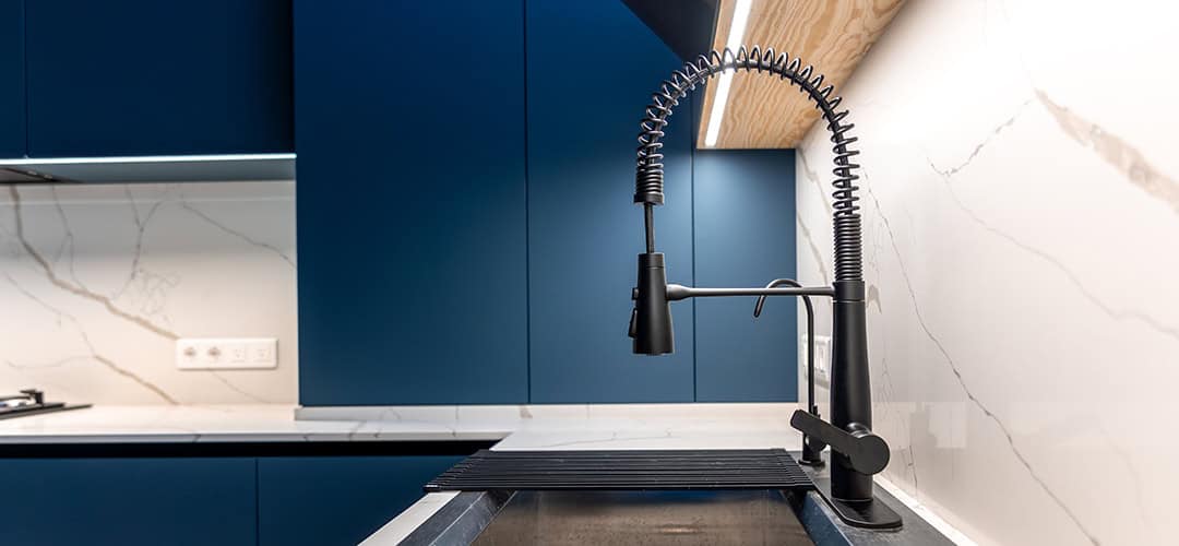 Matte black Industrial-style high-arc kitchen faucet
