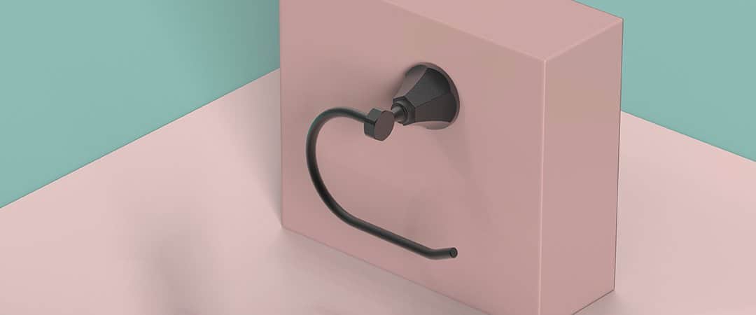 Zinc gunmetal toilet paper holder with classic design