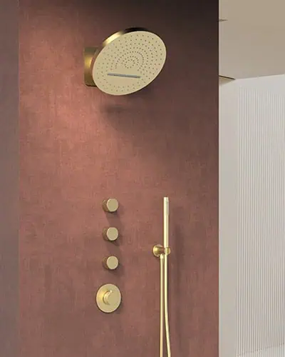Reini concealed shower system brushed gold
