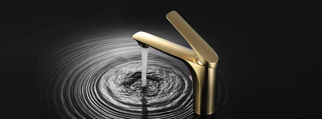 Brushed gold standard basin tap for bathroom