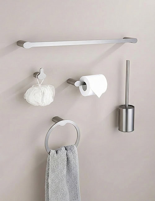 A166 bathroom accessories - warm grey background