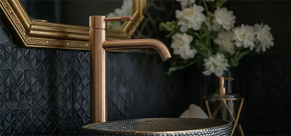 PVD rose gold tall bathroom faucet in art design bathroom – B1039 02 PVD rose gold tall bathroom faucet in art design bathroom - B1039 02