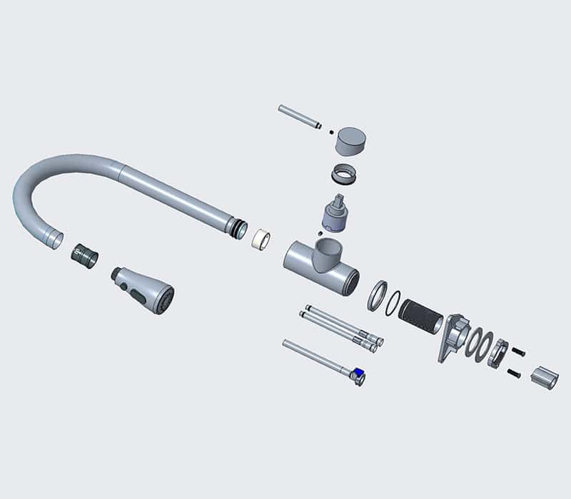 pull down kitchen faucet explosive view K163W